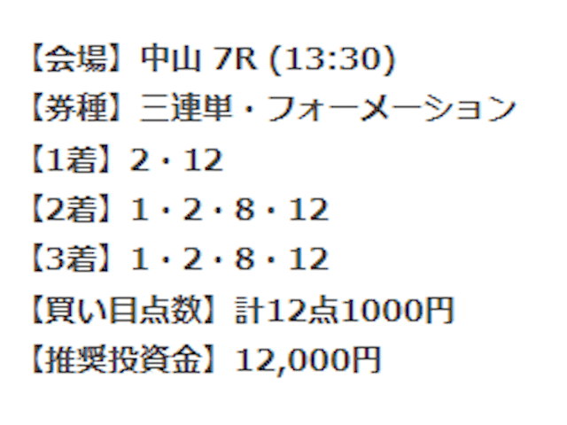 うまスピン2024年09月29日中山07Rの買い目