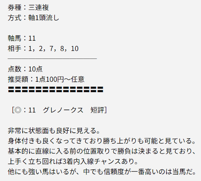 2025年01月18日中山07Rの競馬トライアンフの買い目。